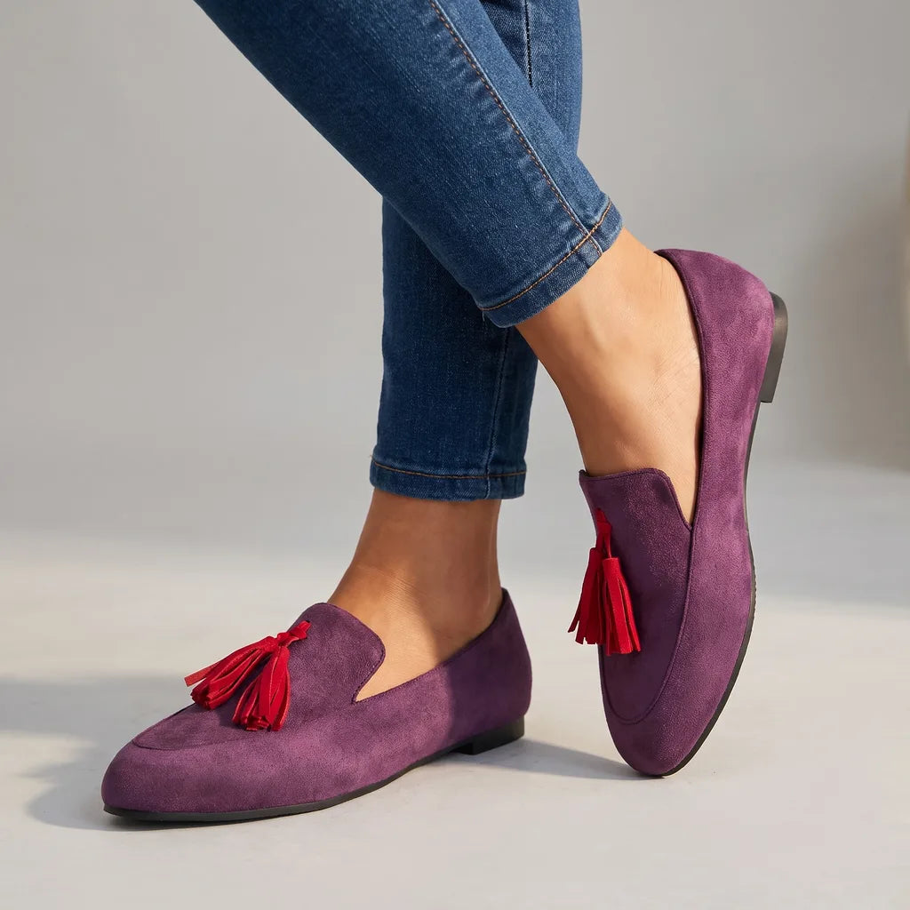 Emily | Women's Orthopedic Tassel Loafers   - Color:Purple;Size:38