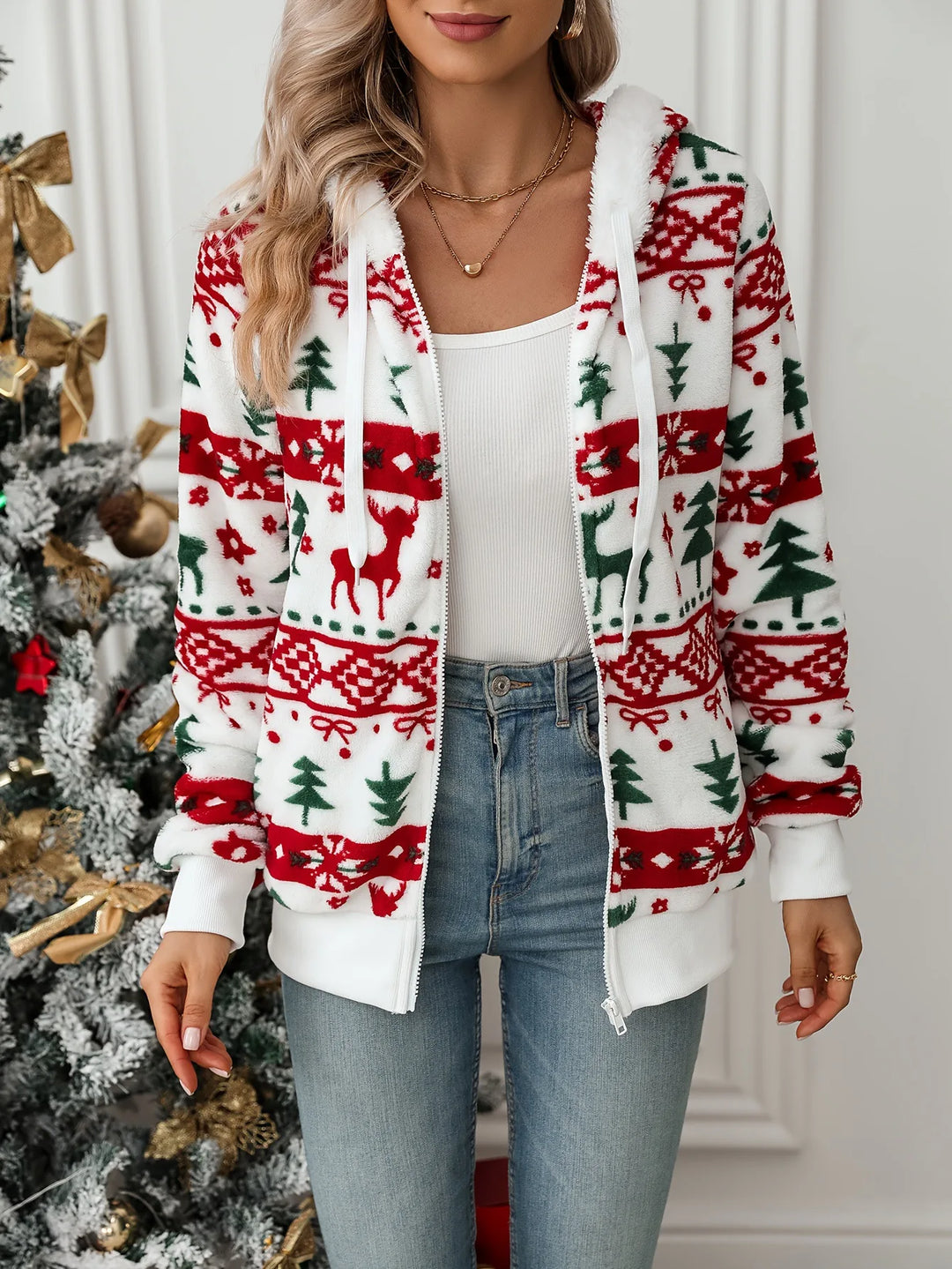 Women's Emmeline | Women's Cozy Hooded Christmas Cardigan