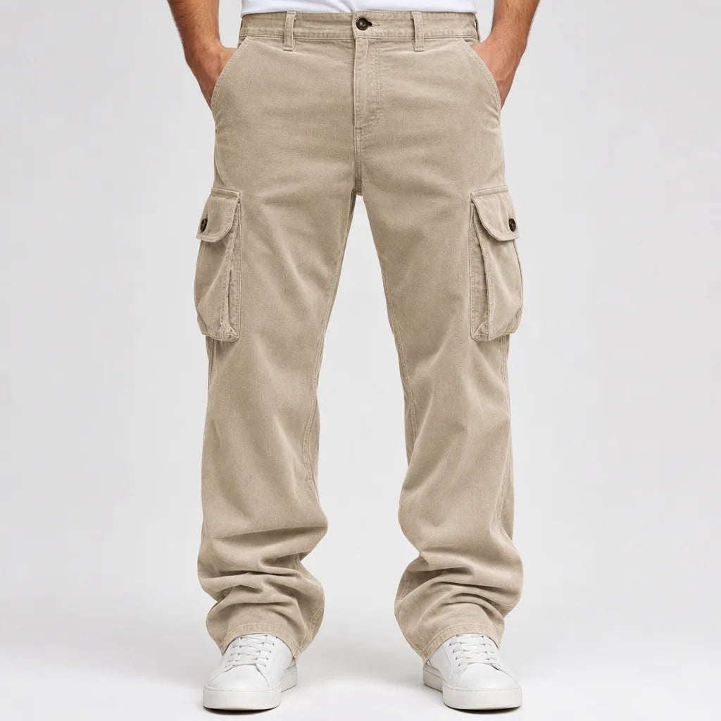 Emmett | Mens Baggy Work Cargo Pants - Color:Beige;Size:XS