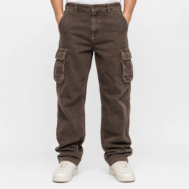 Emmett | Mens Baggy Work Cargo Pants - Color:Brown;Size:XS
