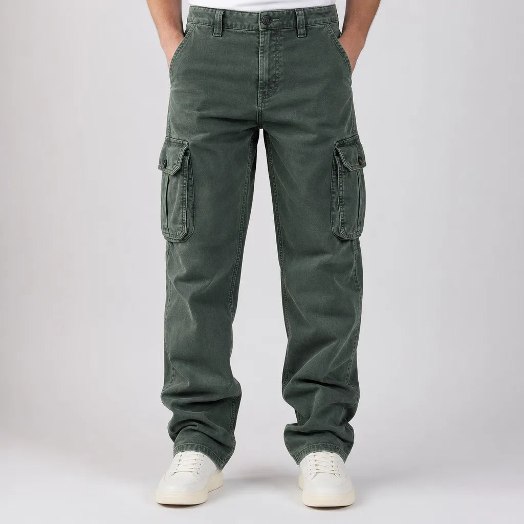 Emmett | Mens Baggy Work Cargo Pants - Color:Green;Size:XS