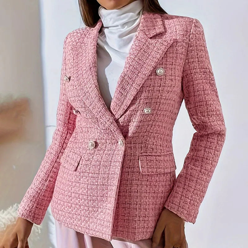 Women's Emmie | Women's Tweed Plaid Double-Breasted Blazer