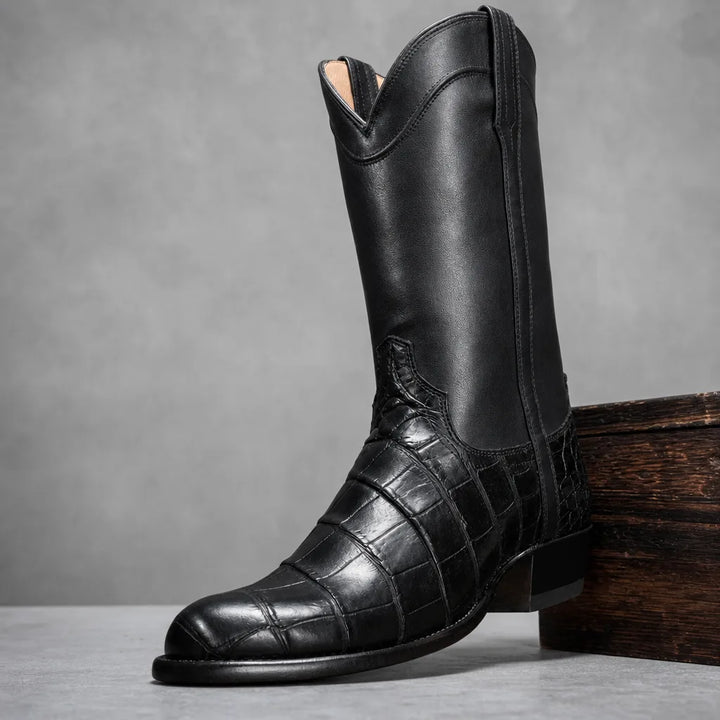 Emrys | Mens Fall Vintage Cowboy Boots - Color:Black;Size:38