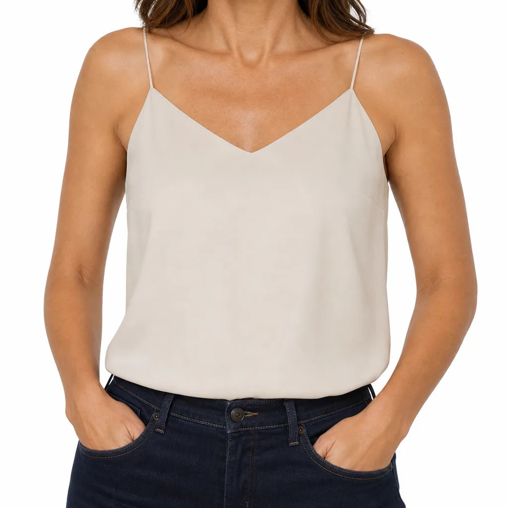 Ericka Minimal Cami Top - Color:Beige;Size:XS