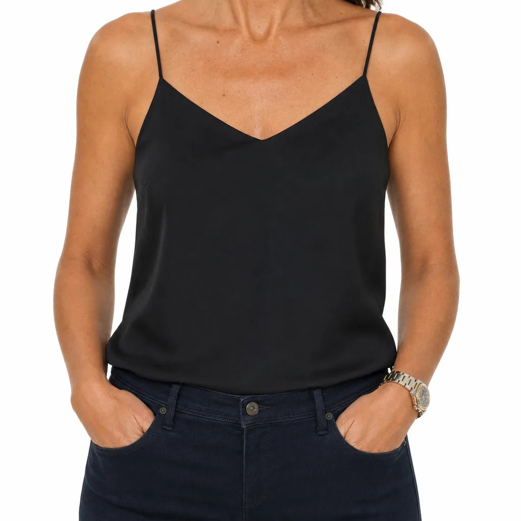 Ericka Minimal Cami Top - Color:Black;Size:XS