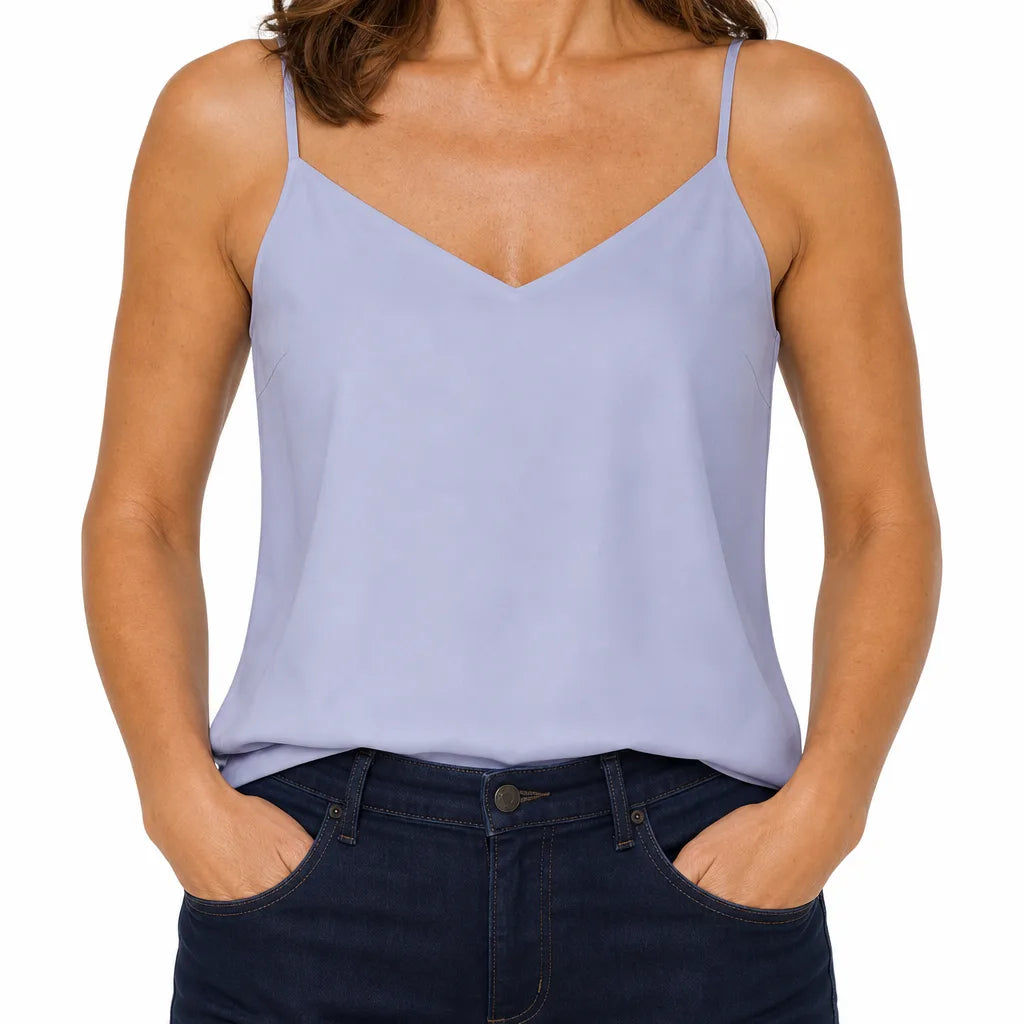 Ericka Minimal Cami Top - Color:Blue;Size:XS