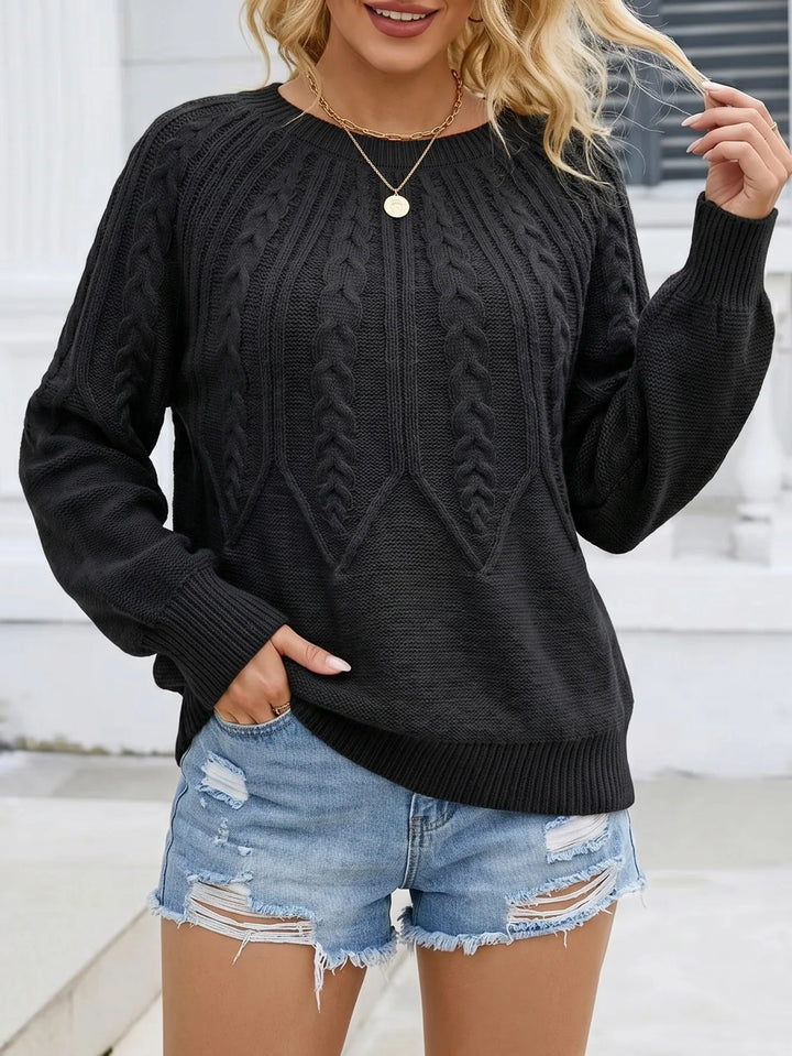 Eshal | Women's Cable-Knit Sweater  - Black
