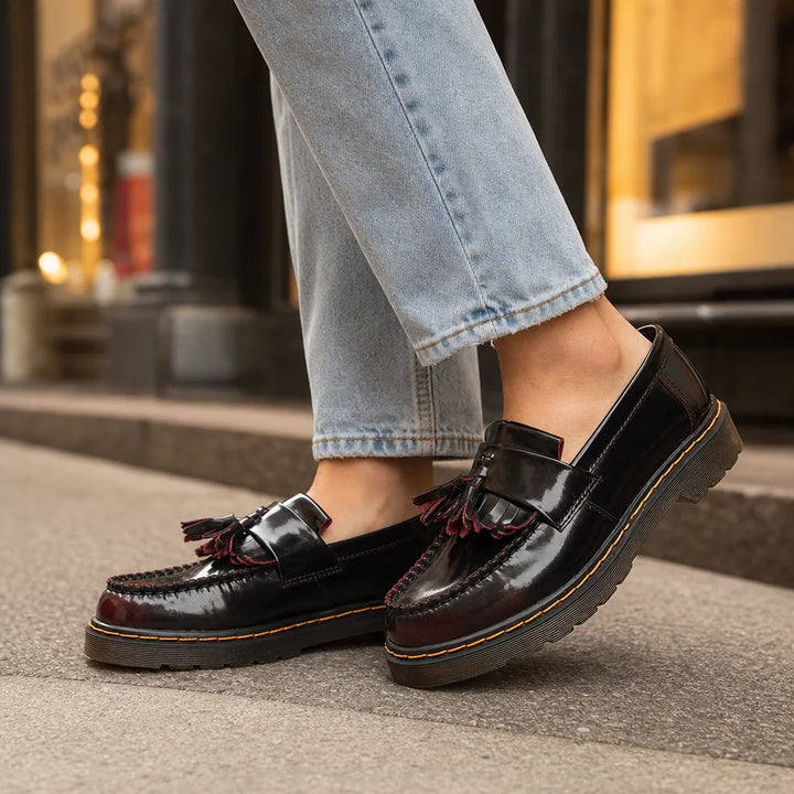 Esme | Women's Leather Orthopedic Loafers - Color:Burgundy;Size:35