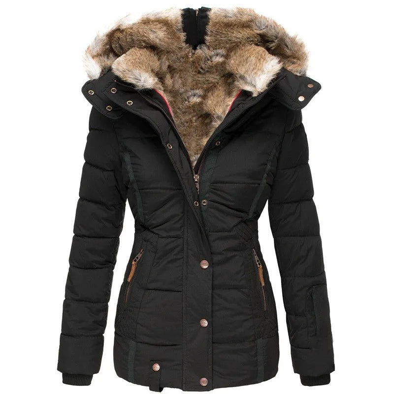 Estelle | Women's Hooded Winter Jacket  - Color:Black;Size:XS