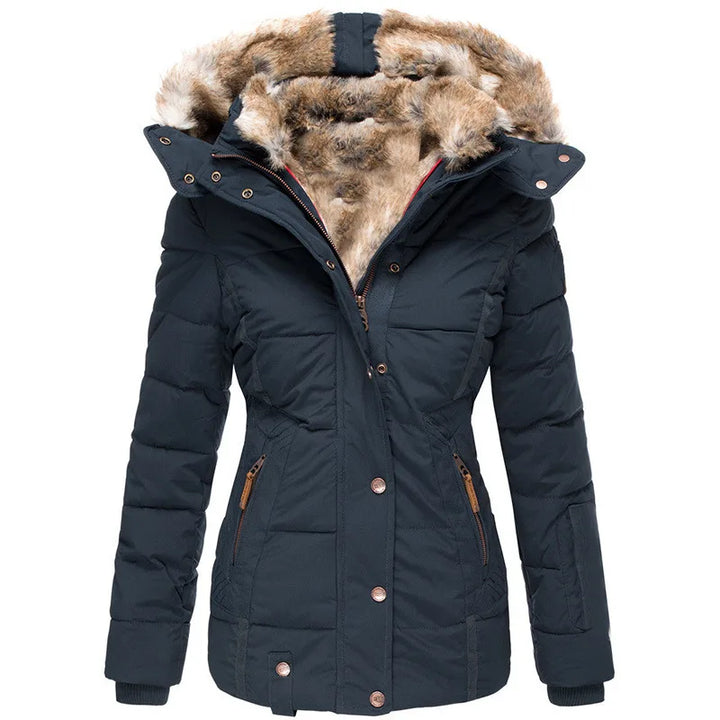 Estelle | Women's Hooded Winter Jacket  - Color:Blue;Size:XS