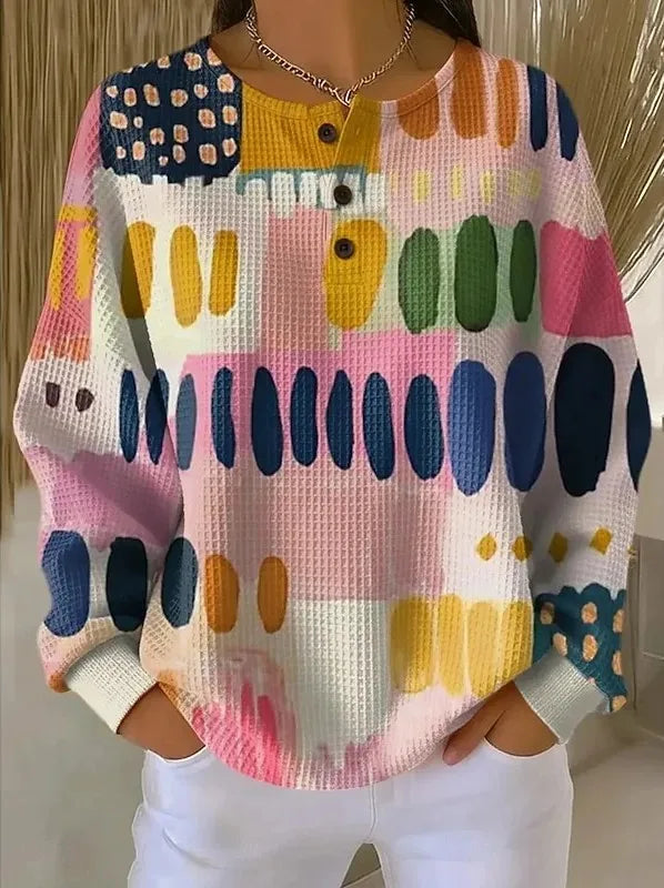 Eve | Women's Artful Sweater - Size:XS;Color:Striped Paint