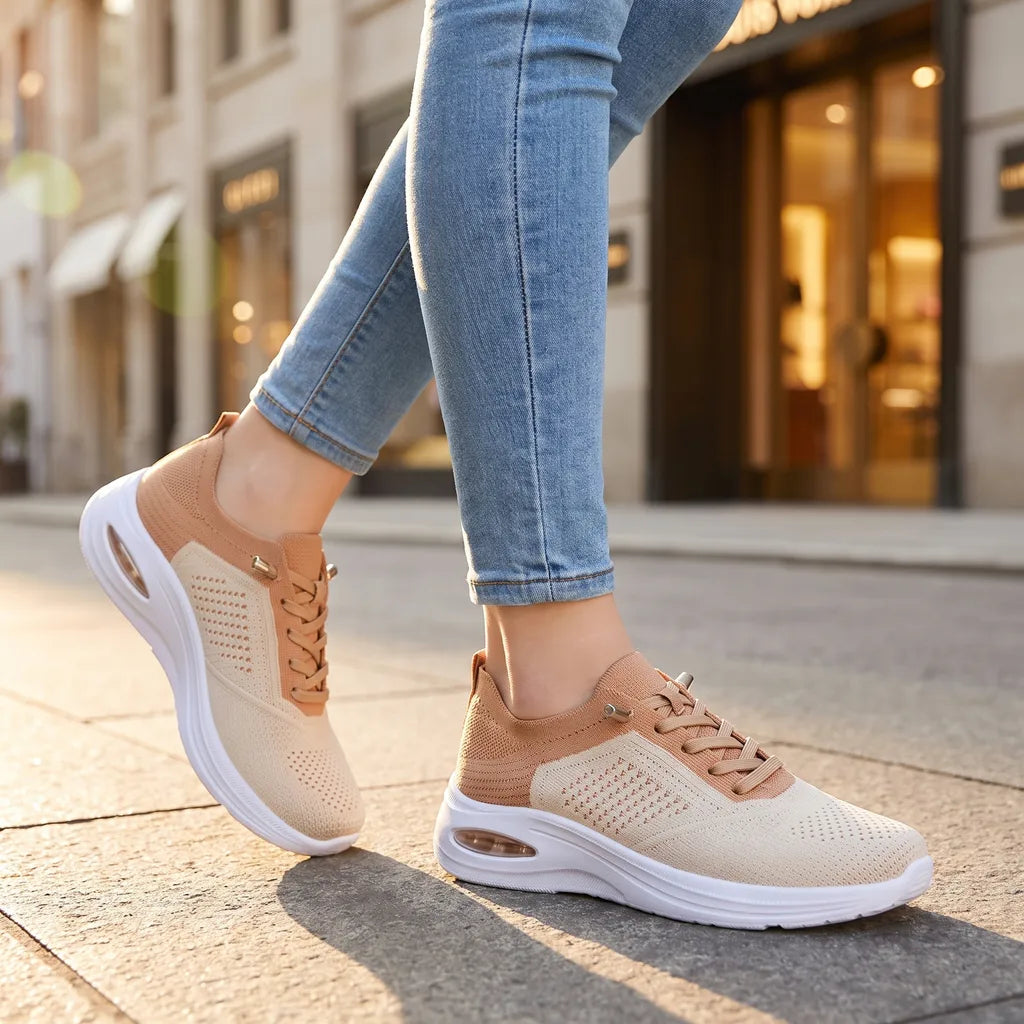 Evelyn Knit Sneakers - Color:Beige;Size:36