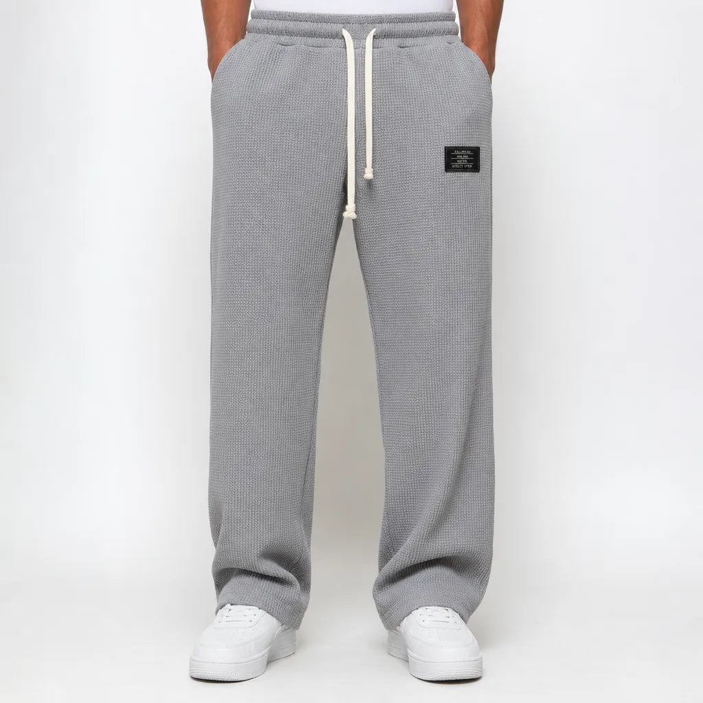 Men's Gray Clifford Waffle Wide-Leg Pants