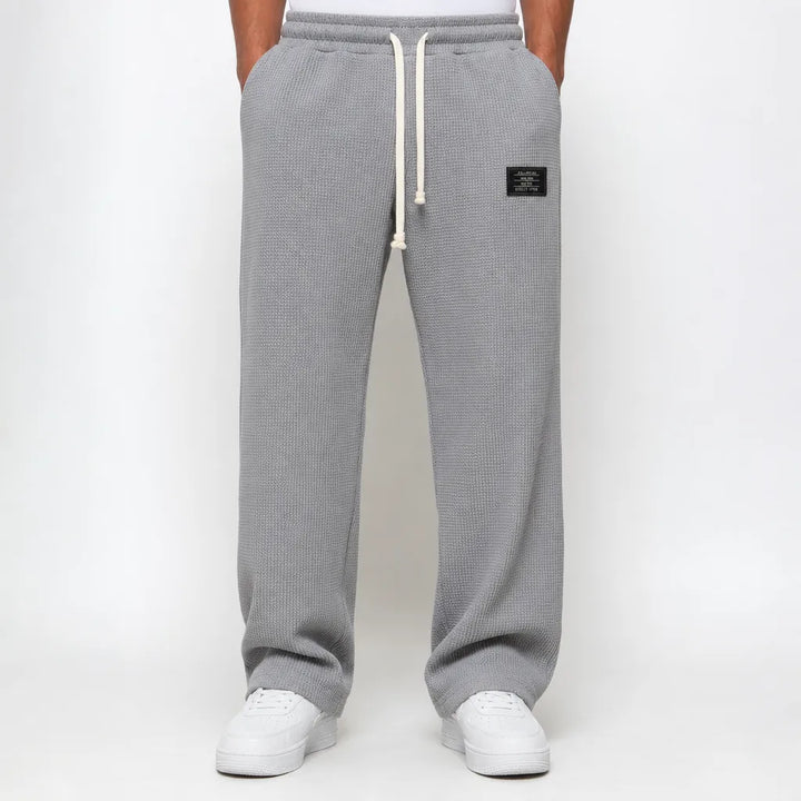 Men's Gray Clifford Waffle Wide-Leg Pants