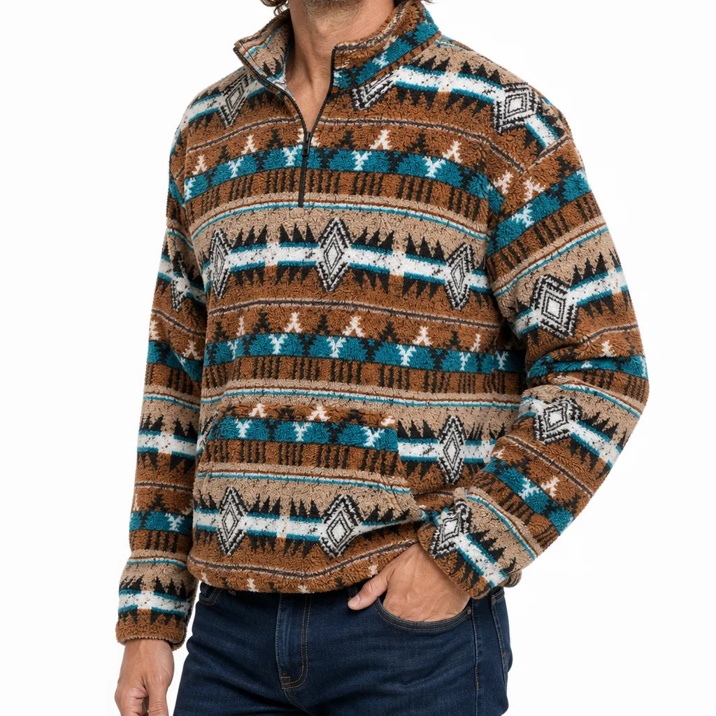 Men's Camel Alex | Men's Western Knit Quarter-Zip Sweater -No match (Copy)
