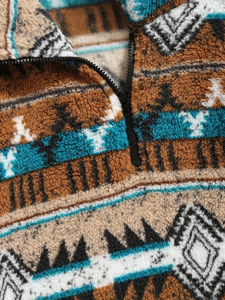 Men's Western Knit Quarter-Zip Sweater Brown1.webp