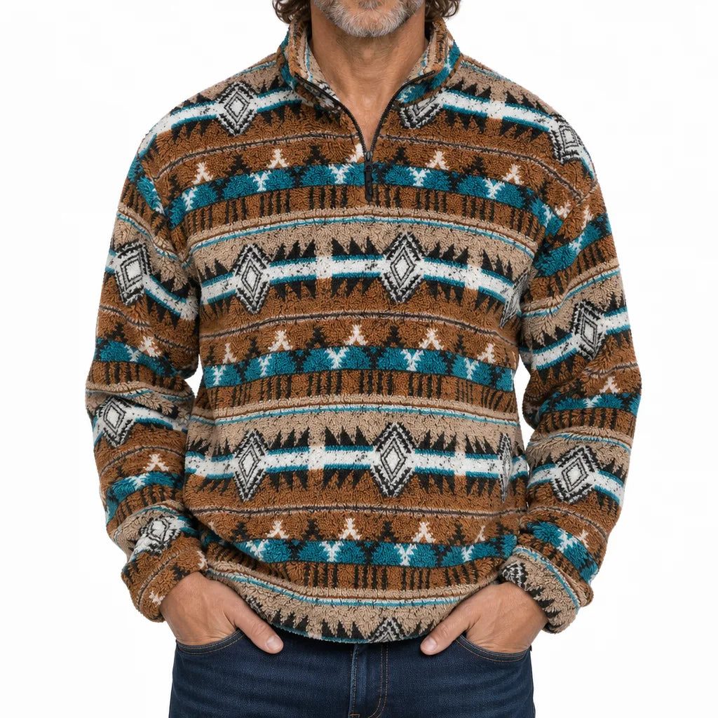 Men's Camel Alex | Men's Western Knit Quarter-Zip Sweater -No match (Copy)