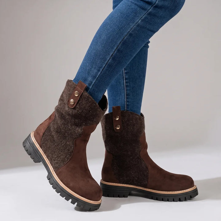 Evie | Women's Orthopedic Mid-Calf Boots - Color:Brown;Size:36