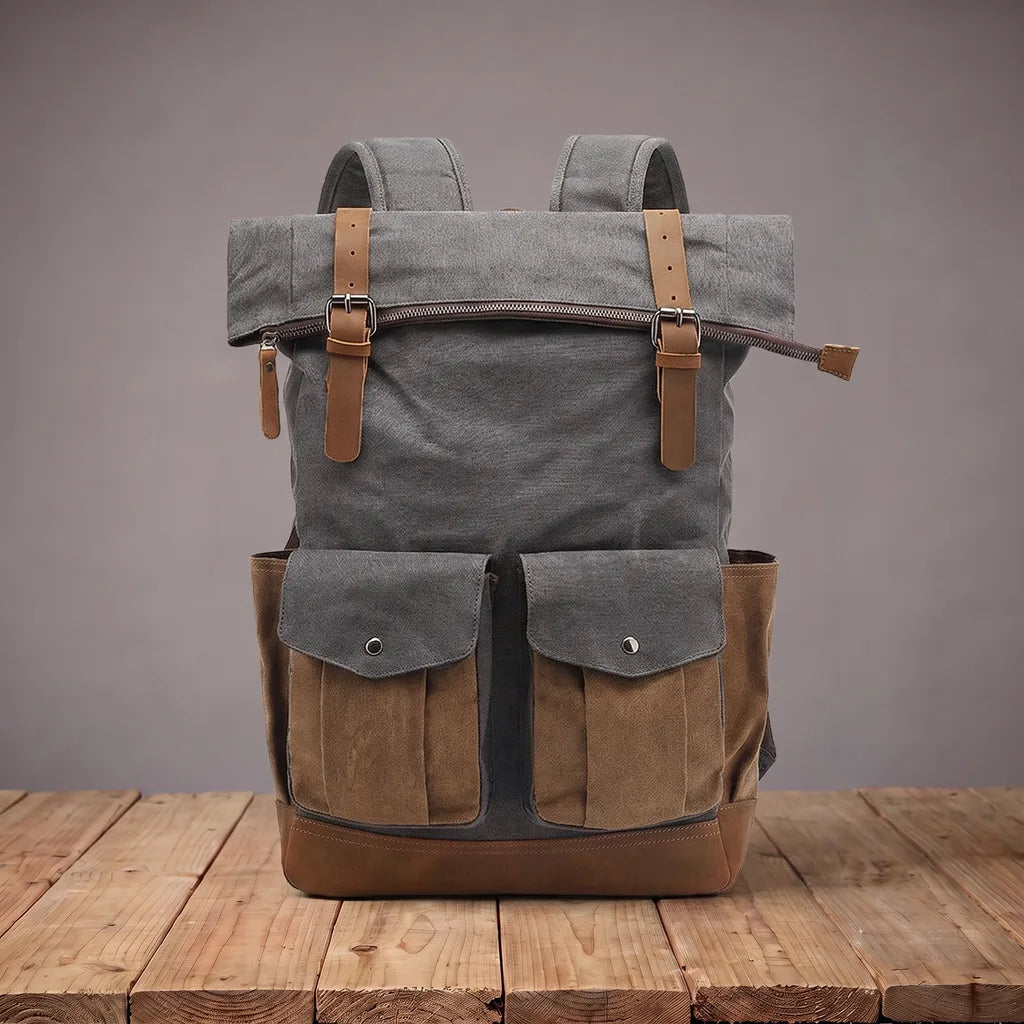 Ezra | Motorcycle Travel Laptop Waterproof Backpack - Color:Gray
