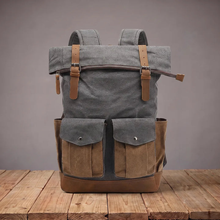 Ezra | Motorcycle Travel Laptop Waterproof Backpack - Color:Gray