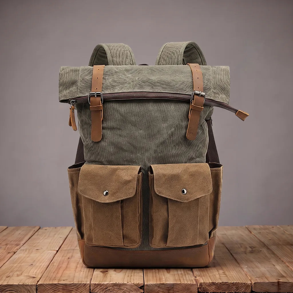 Ezra | Motorcycle Travel Laptop Waterproof Backpack - Color:Green