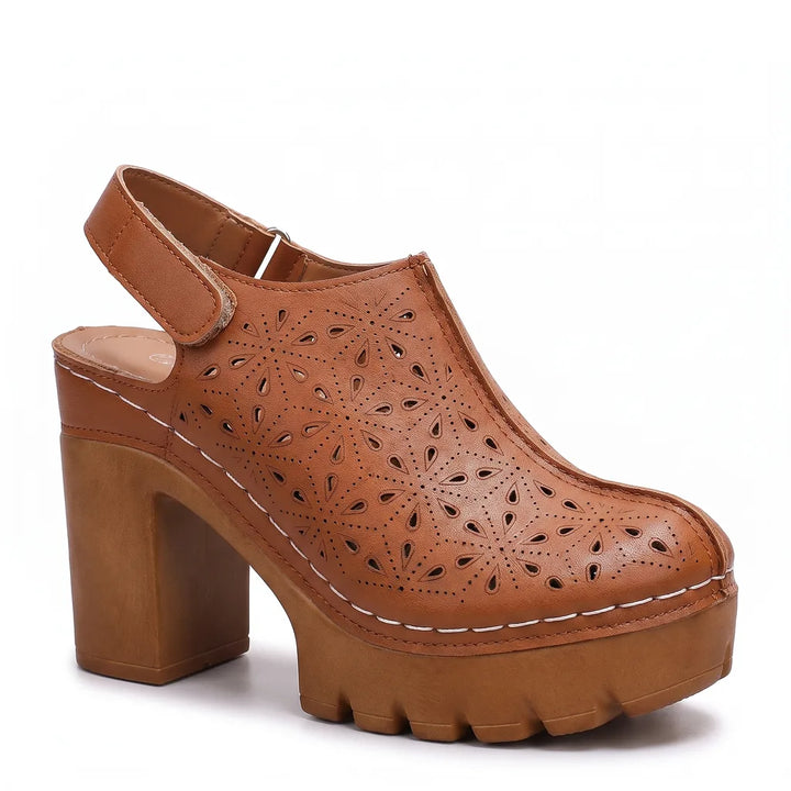 Women's Brown Ezra Chunky Heel Mules