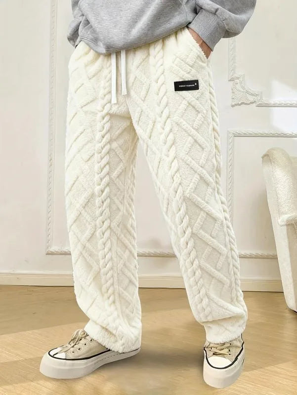 Fabio | Men's Cable Knit Jogger Sweatants   - Color:Off-White;Size:XXS
