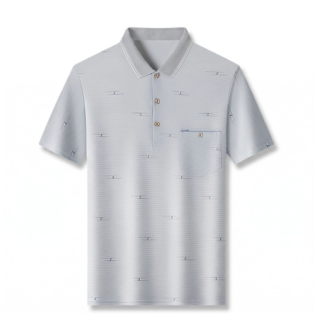 Farrell Striped Mesh Polo - Color:Gray;Size:S
