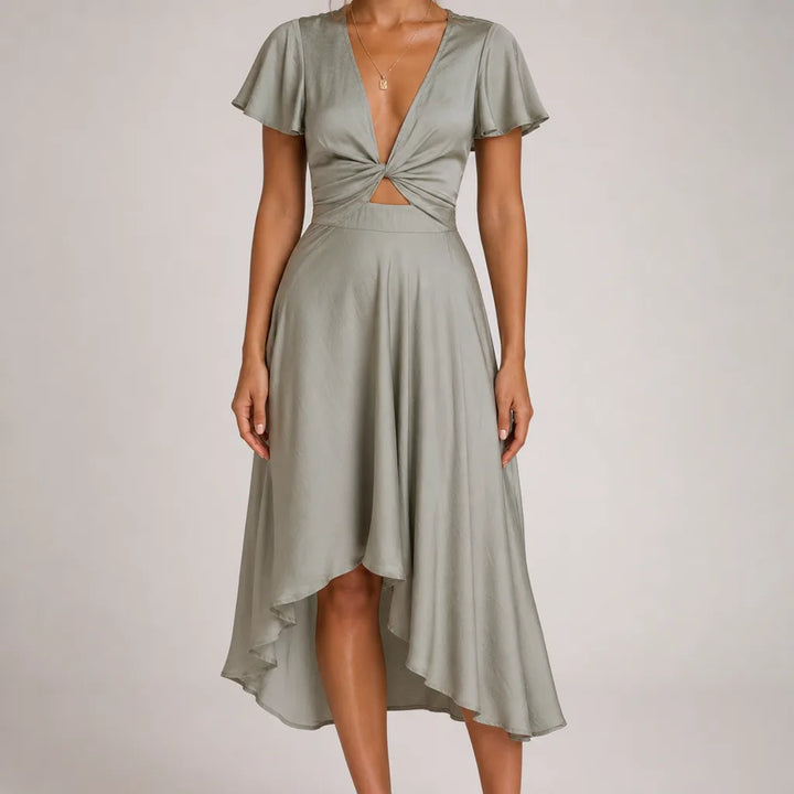 Faye | Handkerchief Hem Dress - Color:Green;Size:XS