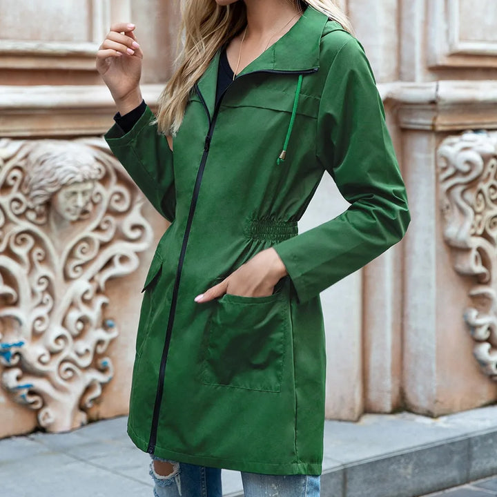 Fern  | Women's Long Windbreaker Trench Coat  - Color:Green;Size:XS