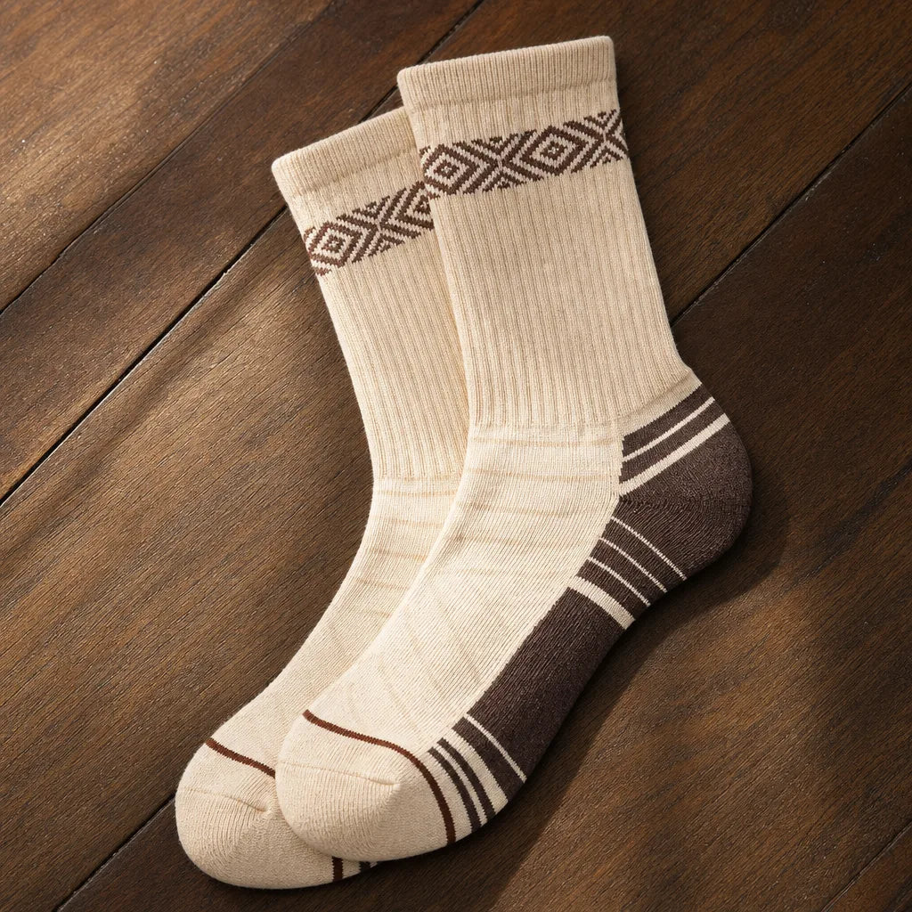 Ferro Two-Tone Crew Socks - Color:Beige;Size:M
