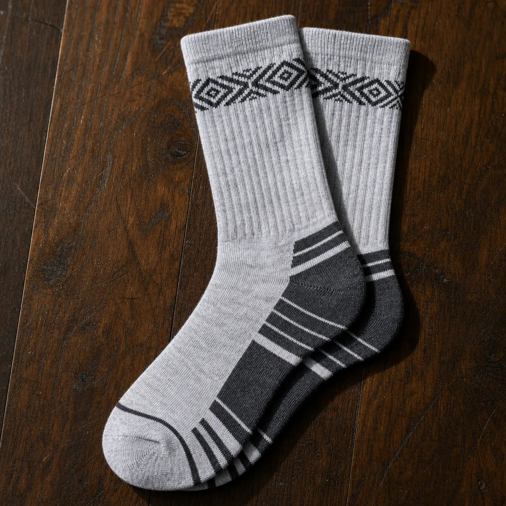 Ferro Two-Tone Crew Socks - Color:Gray;Size:M