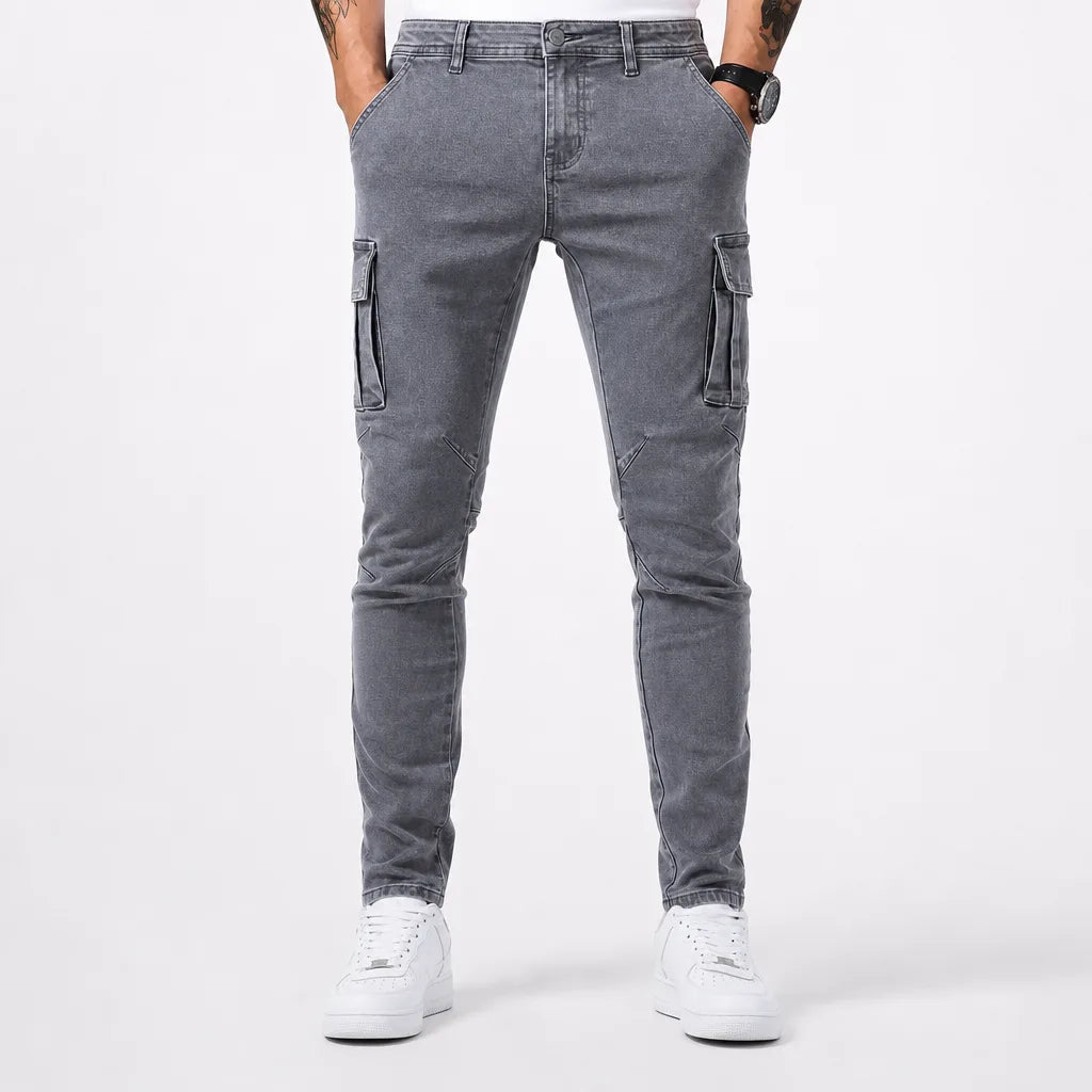 Fintan | Baggy Skinny Leg Stretch Jeans - Color:Gray;Size:XXS