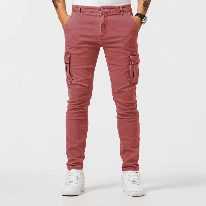 Fintan | Baggy Skinny Leg Stretch Jeans - Color:Red;Size:XXS