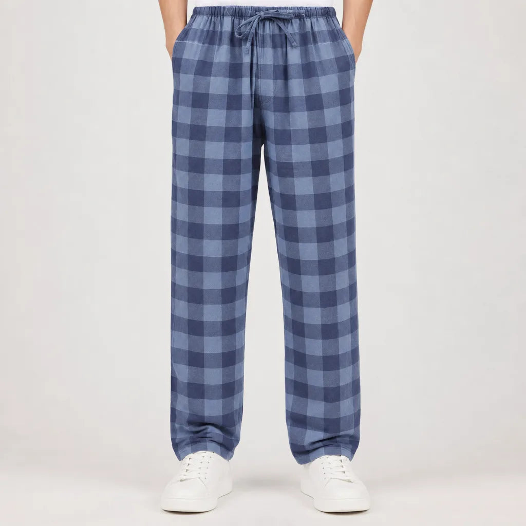 Men's Blue Duffy Cotton Plaid Lounge Pants