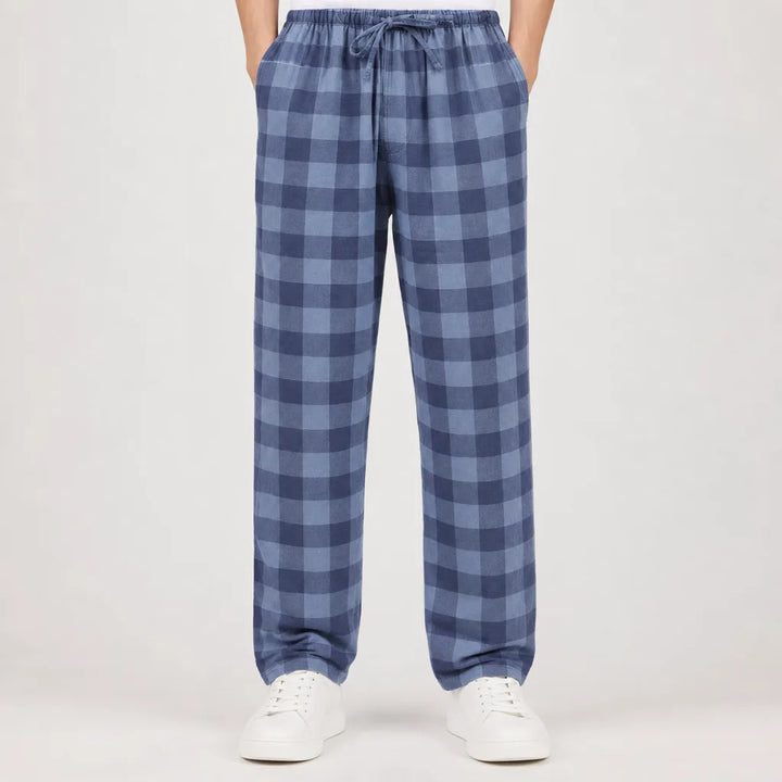 Men's Blue Duffy Cotton Plaid Lounge Pants