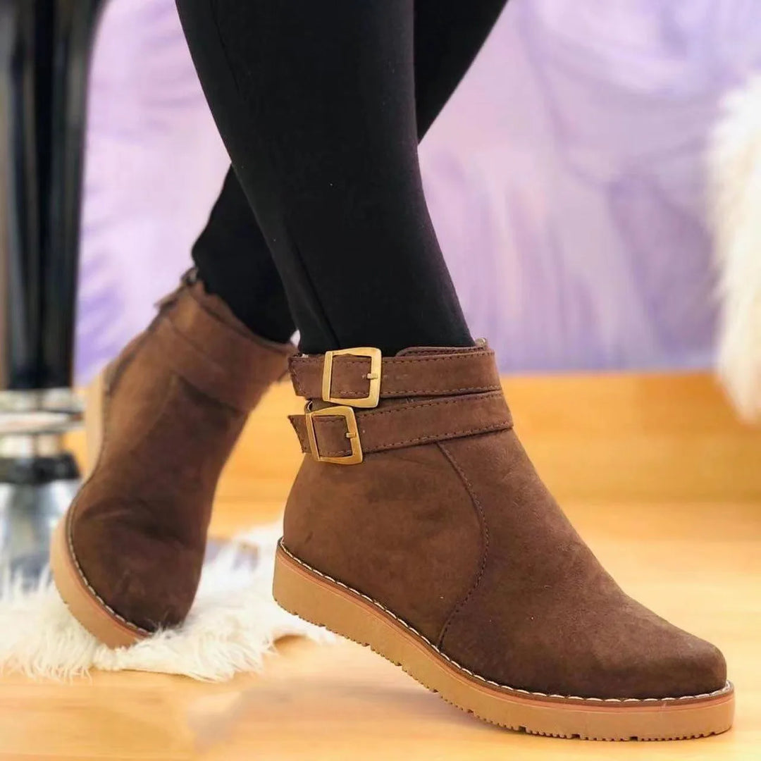 Flora | Women's Orthopedic Platform Boots  - Color:Brown;Size:36