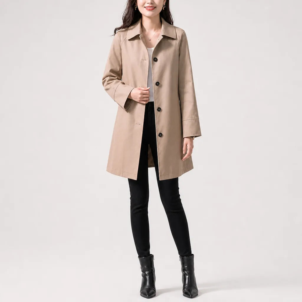 Florence Trench Coat - Color:Beige;Size:XS