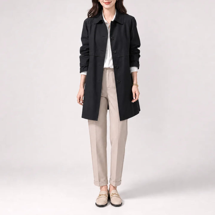 Florence Trench Coat - Color:Black;Size:XS