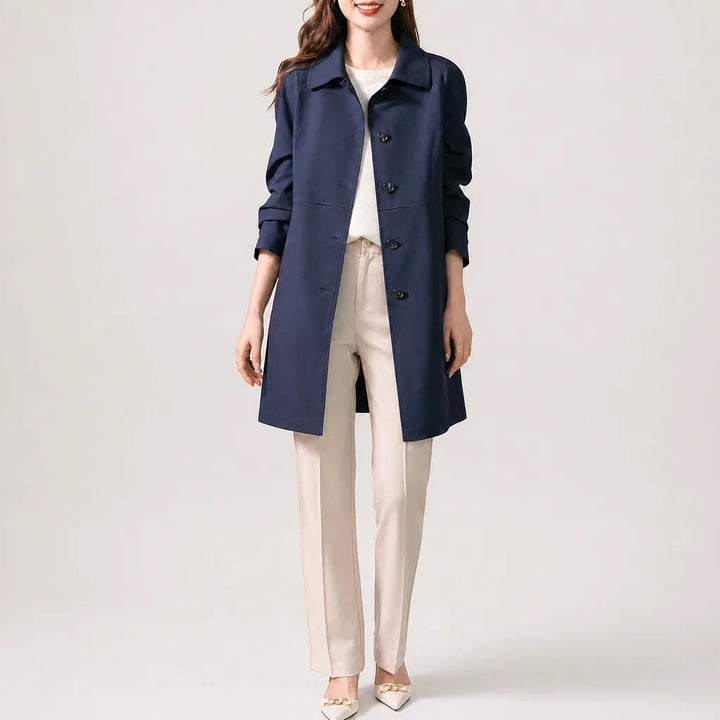 Florence Trench Coat - Color:Blue;Size:XS