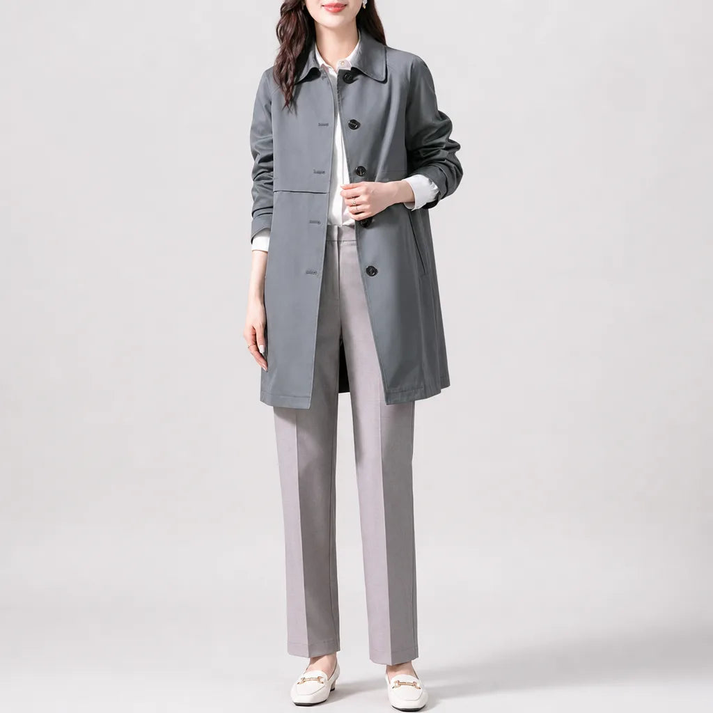 Florence Trench Coat - Color:Gray;Size:XS