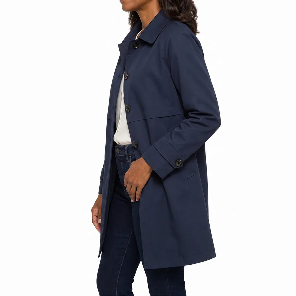 Women's Blue Florence | Women's Cropped Trench Coat for Fall