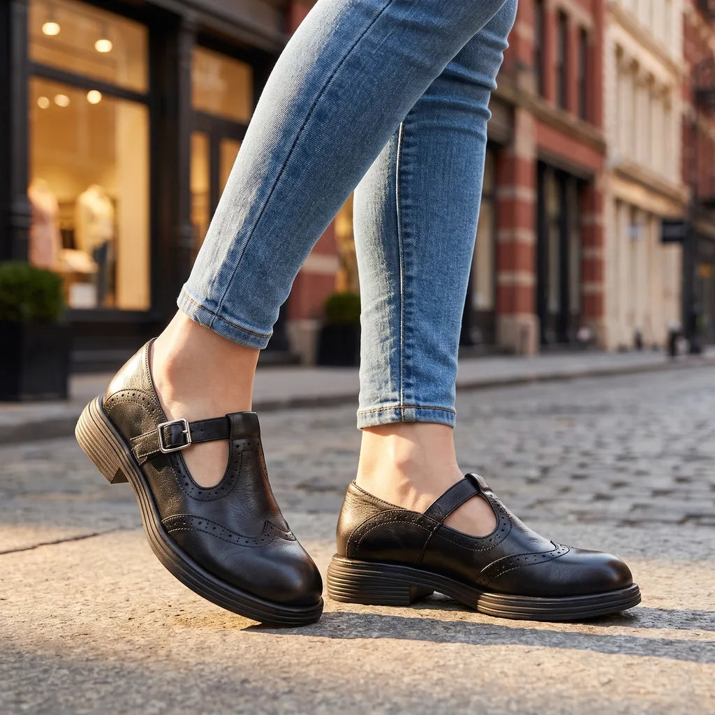 Florence | Womens Platform Mary Jane Heels - Color:Black;Size:35