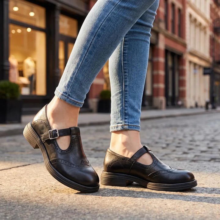 Florence | Womens Platform Mary Jane Heels - Color:Black;Size:35