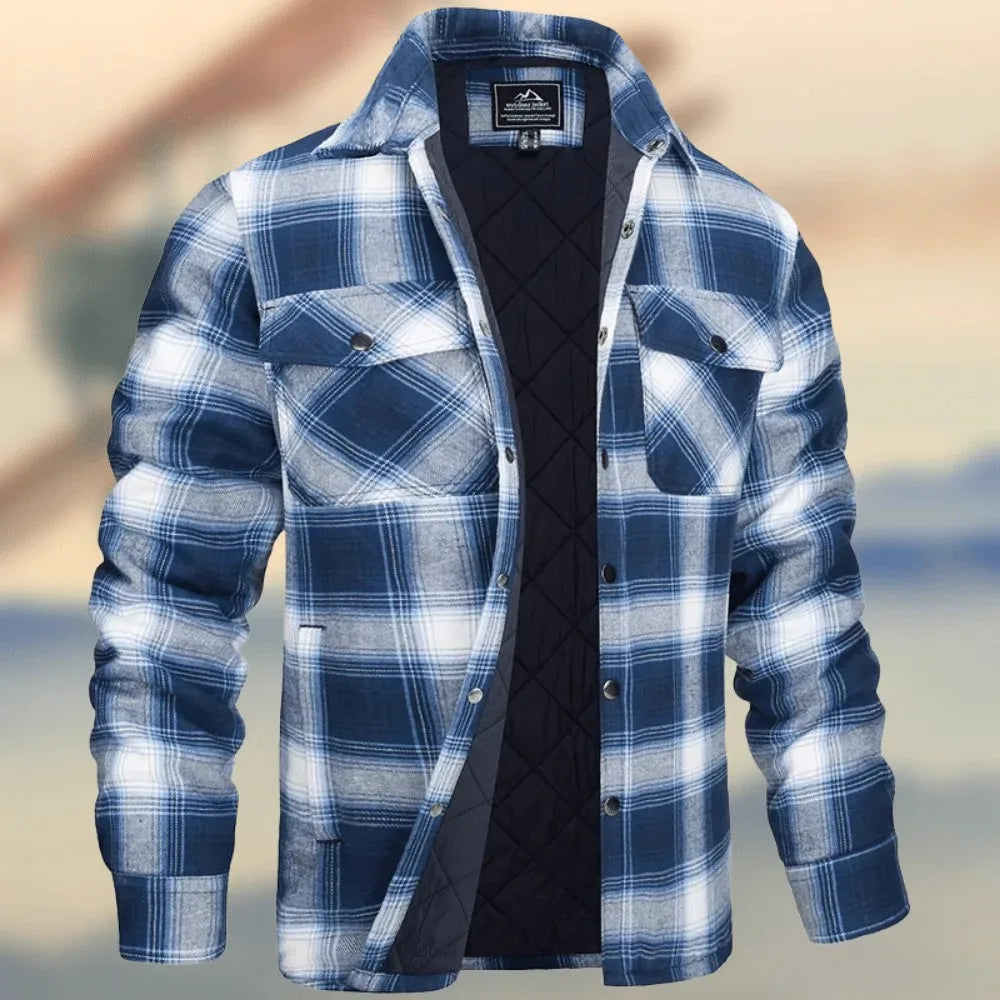 Foster | Men's Cotton Flannel Jacket  - Size:S;Color:Blue