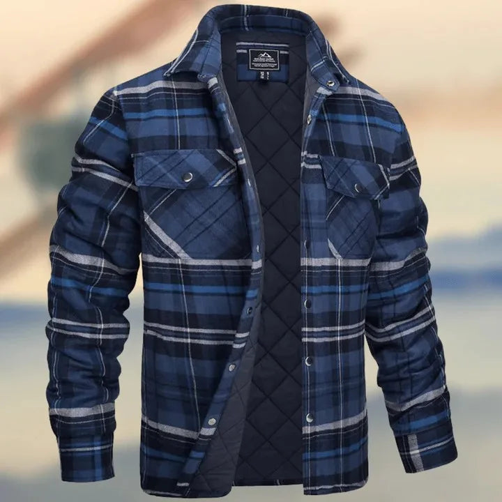 Foster | Men's Cotton Flannel Jacket  - Size:S;Color:Navy Blue