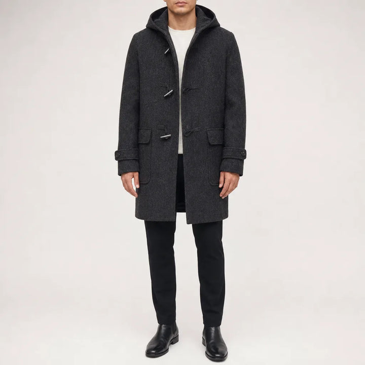 Men's Black Fraser Hooded Wool Coat