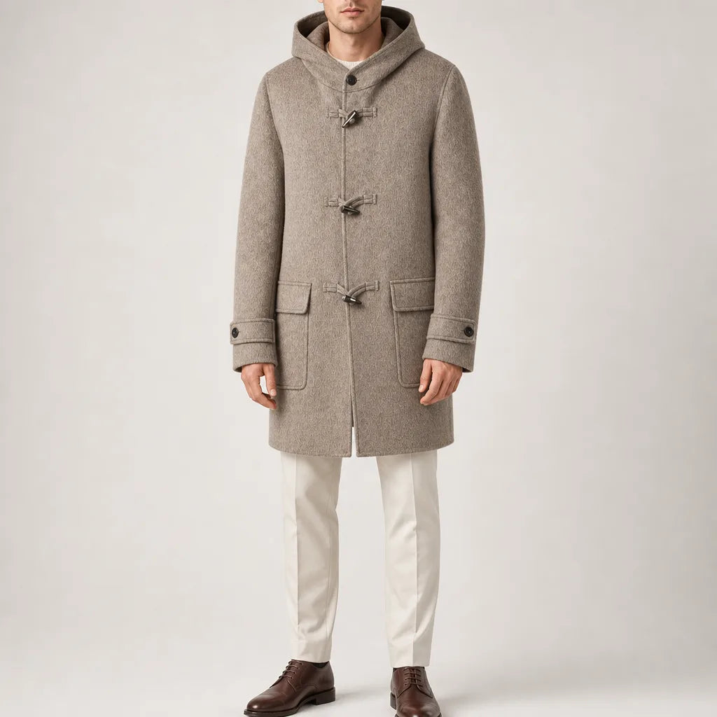 Men's Brown Fraser Hooded Wool Coat