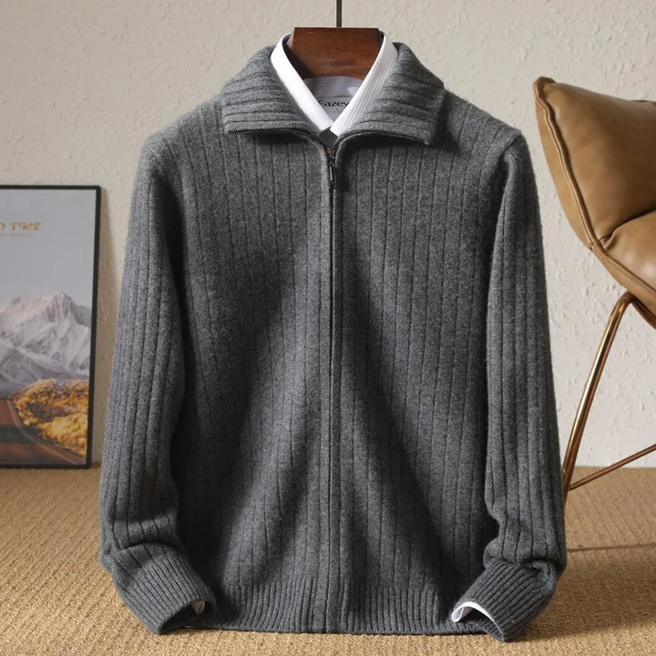 Frederick | Men's Cashmere Full-Zip Cardigan - Gray