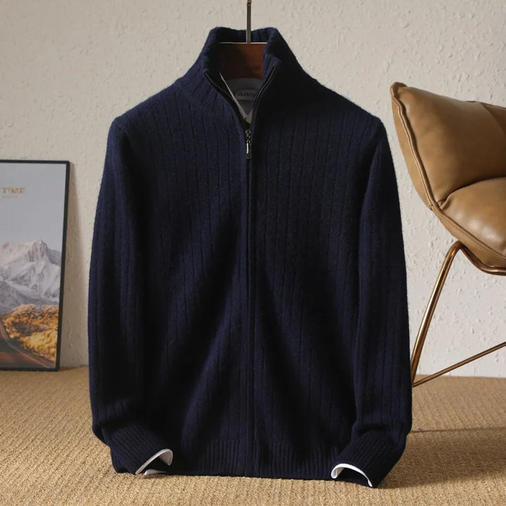Men's Navy Blue Frederick | Men's Cashmere Full-Zip Cardigan